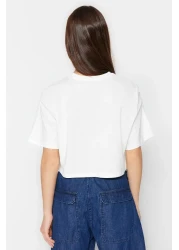  Collection تي شيرت محبوك برقبة دائرية من إكرو - 100% قطن، مقاس واسع TWOSS23TS00369