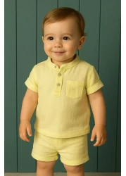 Montisu 100% قطن موسلين قطن، طقم أطفال رضع، قطعتان (تي شيرت + شورت)