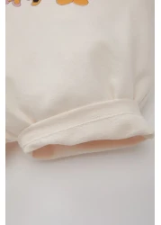 Defacto Disney Mickey Minnie Short Sleeve Baby Girl T-Shirt and Sleeveless Overalls Set - D0796A524Hs