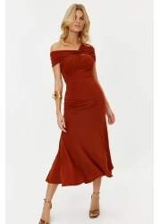  Collection Tile Asymmetric Collar Knitted Stylish Evening Dress Night Graduation Dress Tprss24El00046