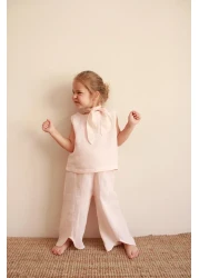 Oh La La Koala For Little Ones Pink Striped Cross Stripe Detailed Muslin Set with Scarf