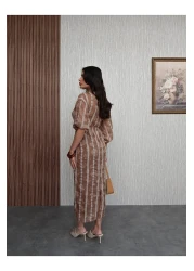 ESRAHELVACI Scalloped Balloon Sleeve Midi Dress