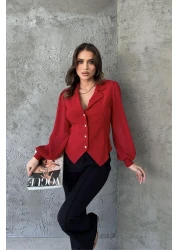 RB CLUB بلوزة شيفون - أكمام بأزرار