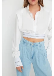  Collection قميص قصير من البوبلين الأبيض من Sagaza Studio - TPRSS22GO00006