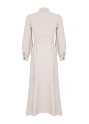  Modest Stone Belt Shirt Collar Woven Dress Tctss25Eb00003