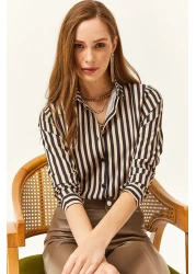 Olalook Women's Black Striped Woven Shirt