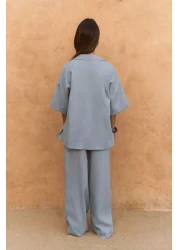 BOHEMAİ Baron Blue Linen Shirt Pants Suit
