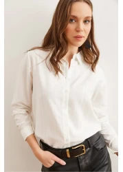 Olalook Women's White Shiny Textured Woven Shirt GML-19001152