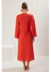  Collection Red Maxi Woven Flounce 100% Cotton Beach Dress Tbess25El00015