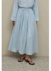 Fahhar Gathered Wide Voile Skirt Light Blue
