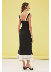  Collection فستان سهرة لحفلات الزفاف/الزواج بتفاصيل حافة تنورة باللونين الأسود والأبيض مع فيونكة TPRSS25EL00022