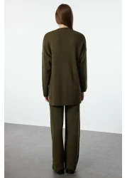  Modest Khaki Knitwear Sweater and Trousers Set - TCTAW25US00048