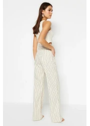  Collection جينز متعدد الألوان مخطط عالي الخصر واسع الساق TWOSS23JE00247