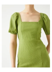 Koton فستان ميدي بأكمام بالونية وفتحة رقبة مربعة