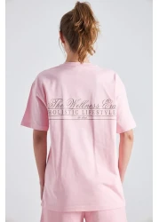 The Champ Clothing تي شيرت نسائي كبير الحجم مطبوع عليه The Wellness Era مصنوع من القطن بنسبة 100%