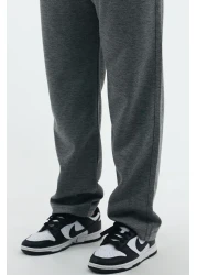 OXVİN بنطال نسائي فضفاض واسع القطع، جيب خلفي، بنطال فضفاض واسع الساق (قماش بيكيه)