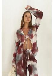 BOHEMAİ Saifudin Lacing Detailed Burgundy Shirt Pants Suit