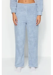  Collection Light Blue Double Breasted Collar Wellsoft Winter Knitted Pajamas Set Thmaw24Pt00033