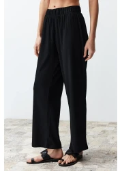  Collection Black Embroidery Detailed Belted Woven Kimono-Pants Set Twoss24Au00064