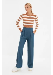  Collection High Waist Wide Leg Woven Trousers - Petrol Twoaw22Pl0066