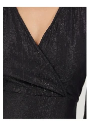 Styli فستان ماكسي بتصميم ملفوف منقوش بأكمام منفوخة وحافة حورية البحر