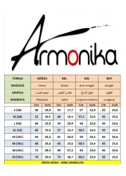 armonika قميص نسائي منقوش بياقة فيروزية ومربوطة ARM-20K001150
