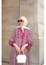 LOCCO Women's Palace Motif Dress Fuchsia