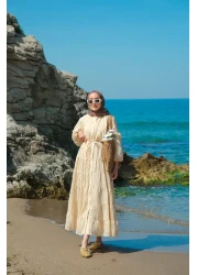 LOCCO Women's Lined Tulle Dress Beige