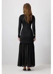 Touche Prive Crew Neck Skirt Smocked Dress