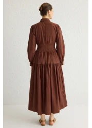  Modest Dark Brown Elastic Waist Dress Tctss25Eb00016