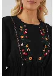 Bigdart Women's Embroidered Long Hijab Dress 2550 - Black