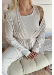 Pijamaevi طقم بيجامة نسائي من لايت باودر دبلن مع ثوب صباحي