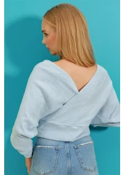 Trend Alaçatı Stili Women's Blue Front Back V Neck Double Breasted Blouse ALC-019-053-BLZ