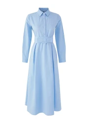  Modest فستان منسوج بفيونكة باللون الأزرق الفاتح TCTSS25EB00122