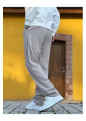 ElitWear Men's Comfortable Fit Ribbed Fabric Relaxed Trousers