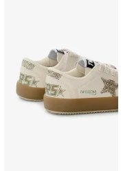 Tonny Black Children's Unisex Cream Thermo Sole Star Detailed Lace-Up and Velcro Sports Shoes