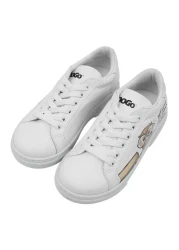 Dogo Unisex Kids Vegan Leather White Sneakers - The Wise Owl Design