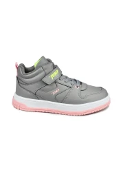 Jump 27758 Velcro High Top Gray - Salmon Pink Girl's Sneaker Casual Sneakers