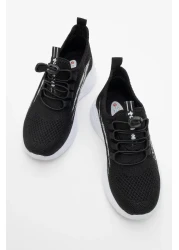 CCWAY AYAKKABI حذاء رياضي تريكو للأطفال 26-30 أسود أبيض