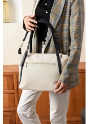 Just Polo Women's Stone Navy Blue Large Size Lacost Fabric Hand and Shoulder Bag P346037Mh