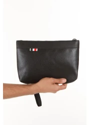 CERFF LEATHER CLUP حقيبة يد جلدية نباتية حقيبة حزام المعصم الأسود