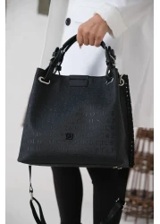 Just Polo Large Size Daily Women's Shoulder Bag - 4 Compartments, Back Pocket, Hand Knitted, Wallet Gift 33X26 cm 2180