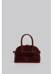 Çantacımstore Women's Marble Belted Mini City Claret Red 050325