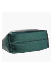 Flora Bella by Shoexpress Logo Embossed Tote Bag with Detachable Strap and Snap Button Closure