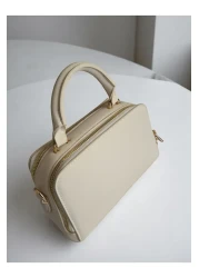 Classbag Women's Cream Quality Two Zipper Card Holder Detailed Hand and Shoulder Bag