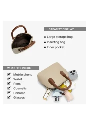 BOSTANTEN حقيبة كروس بودي صغيرة عصرية باللون البيج - جلد نباتي، حزام قابل للفصل، أنيقة وصغيرة الحجم