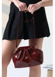 Moda Lime حقيبة يد وكتف نسائية حديثة بحزام متقاطع من الجلد اللامع