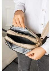 Sanmorris حقيبة كتف وحقيبة كروس نسائية بحزام متقاطع قابل للتعديل مكونة من 4 أقسام