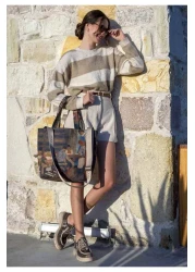 Dogo Women's Vegan Multi-Colored Large Tote Bag - Family Time Design