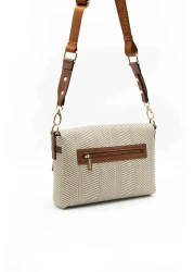 Silver Polo Taba Sp963 - Women's Crossbody Bag Beige and Silver Detailed